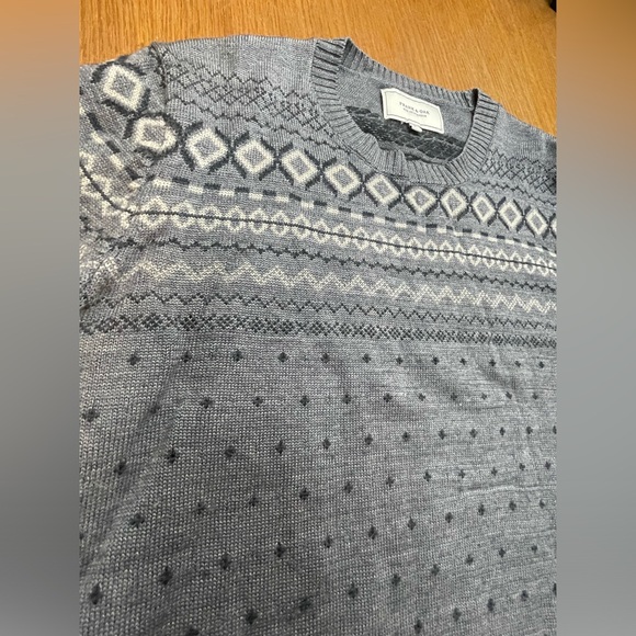 Frank & Oak sweater mens M fair isle wool blend grey outdoor ski lodge costal - Picture 2 of 9